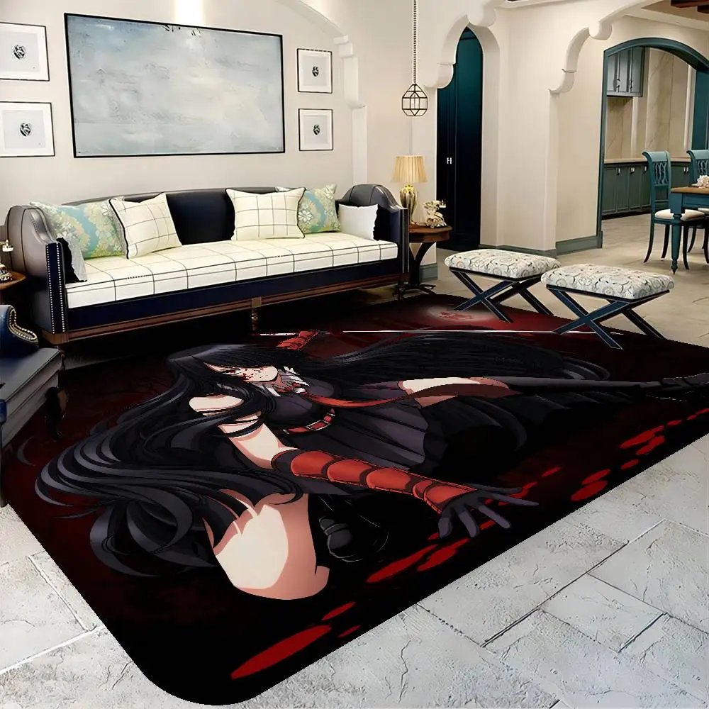 Anime Akame Ga K-kill Fußmatte, waschbar, rutschfest, für Wohnzimmer, Sofa, Stühle, Bereichsmatte, Küche, Fußmatte, Teppich