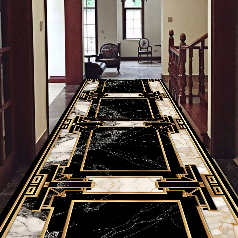 Luxury European Style Lobby Hall Corridor Carpet Non-slip Stairway Long Carpets Runner Customizable Rug Home Passageway Foot Mat