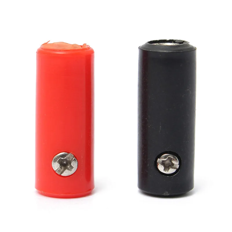 2PCS Copper Silicone Insulated In Line Banana Female Jack Socket Converter Adapter Plug Connector Red Black