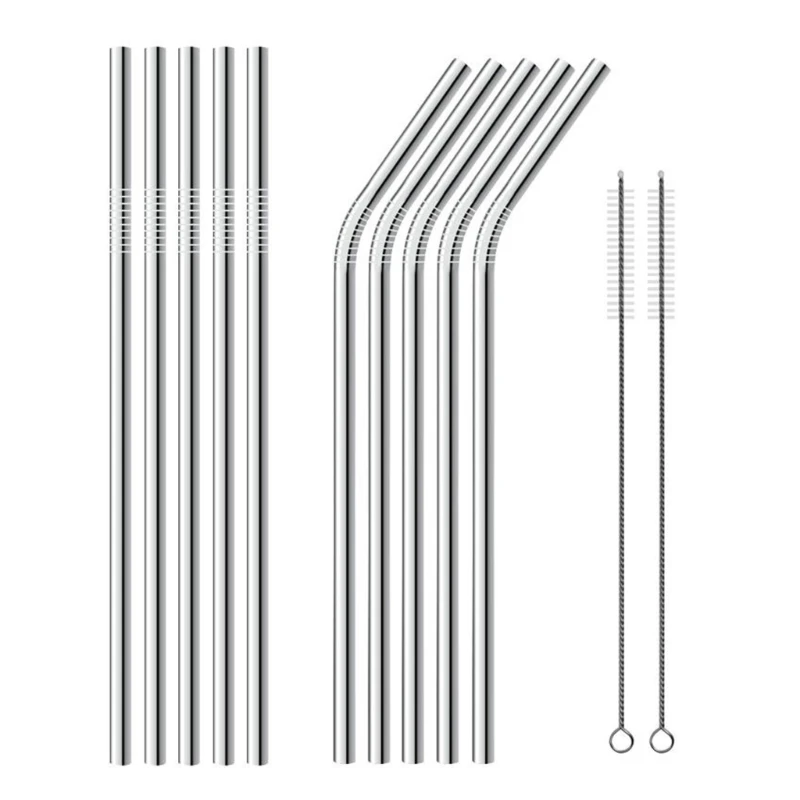 Stainless Steel Metal Drinking Straw Straight or Bent Tip For Juice Coffee Reusable Kitchen Tool - Image 4