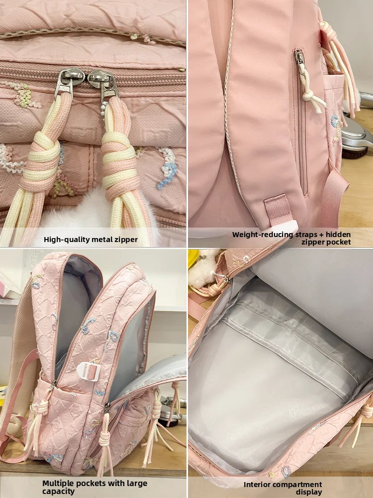 대용량 백팩 가벼운 여행 친화적인 학생용 숄더백 높은 미적 가치의 학교 가방 통근 스타일 나일론 소재