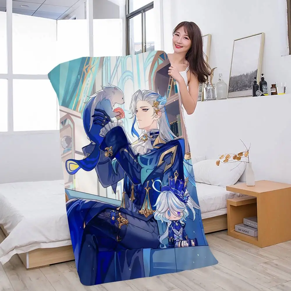 Genshin Impact Neuvillette Bath Towel Microfiber Soft Water Absorbing Breathable For Girl Kids Decorative Cartoon Beach Towel
