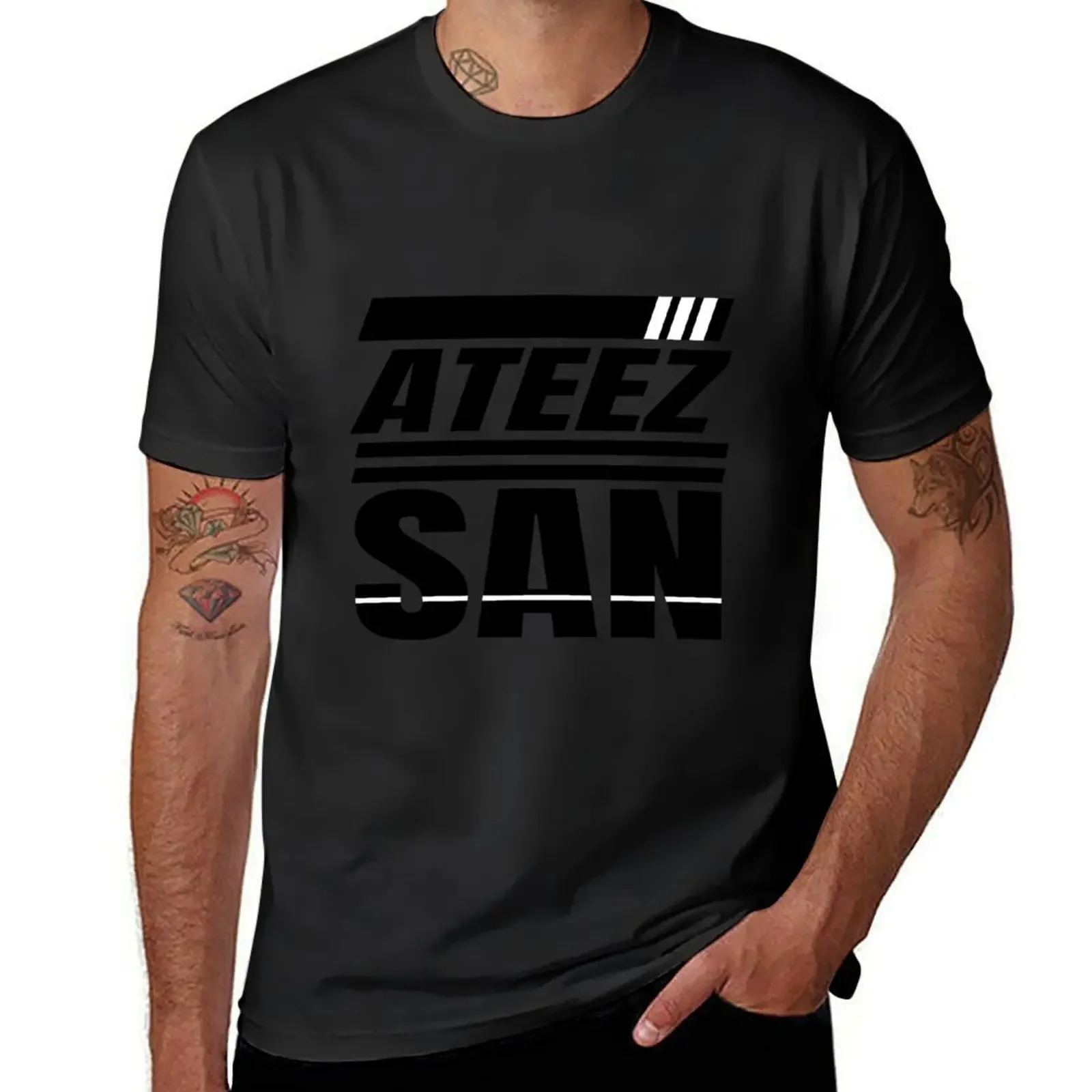 ATEEZ Atiny KPOP Choi San Logo Fan Design T-Shirt quick drying animal prinfor boys shirts graphic tee men