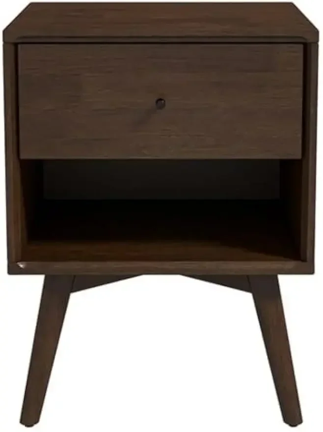 منضدة بدرج واحد من الخشب الصلب الحديث في منتصف القرن باللون الجوز، باللون البني