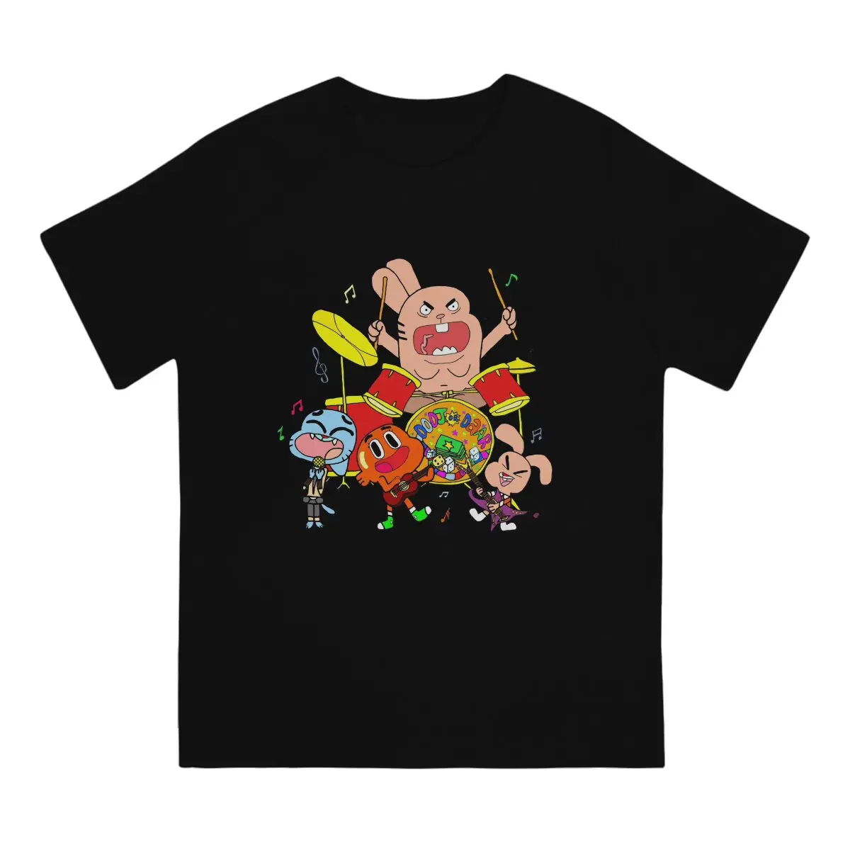 T-The Amazing World of Gumball Creative TShirt for Men Rock Band Round Neck Basic T Shirt Hip Hop Birthday Gifts Tops