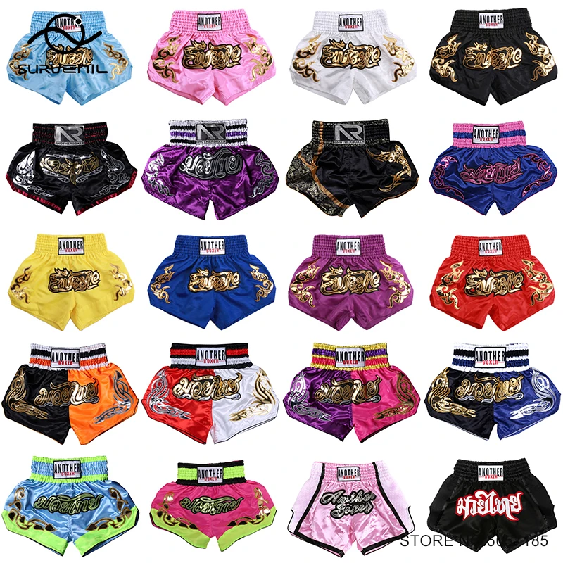 Muay Thai Shorts 2024 Nieuwe Kooi Gevecht Kickboksen Mma Broek Mannen Vrouwen Kinderen Borduurwerk Sanda Martial Arts Bokstraining Apparatuur