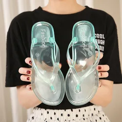 2023 Beach Flat Transparent Clip Toe Flip Flops Women Shoes Female Casual Non-slip Light Slippers Ladies Slides Footwear