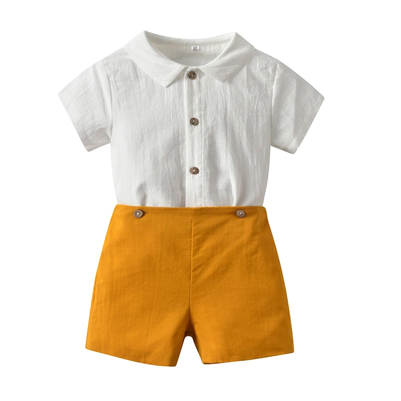 Spanish Baby Brother Matching Clothes Newborn Infant Summer T-Shirt Toddler Solid Color Shorts Outfits Boys Suit 2 Piece Set