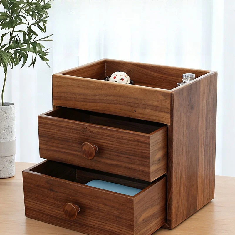 

Simple solid wood desktop study office multi-functional storage box home jewelry watch dust box
