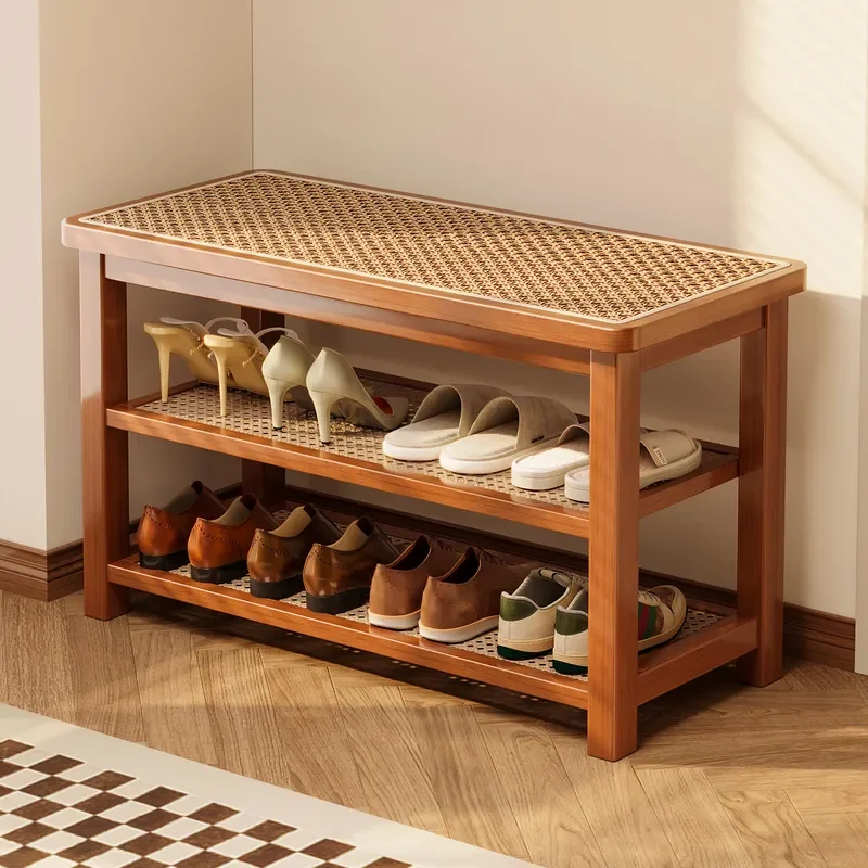 Multi Layer Shoe Rack Bench with Storage for Entryway Simple Floor Stand Organizer for Home Entrance Potted Plant Display