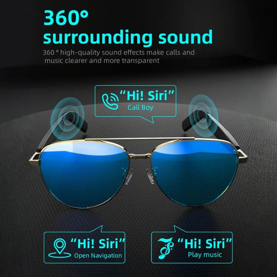 Wireless smart glasses with audio and voice calling, rechargeable music glasses with built-in microphone - Image 6
