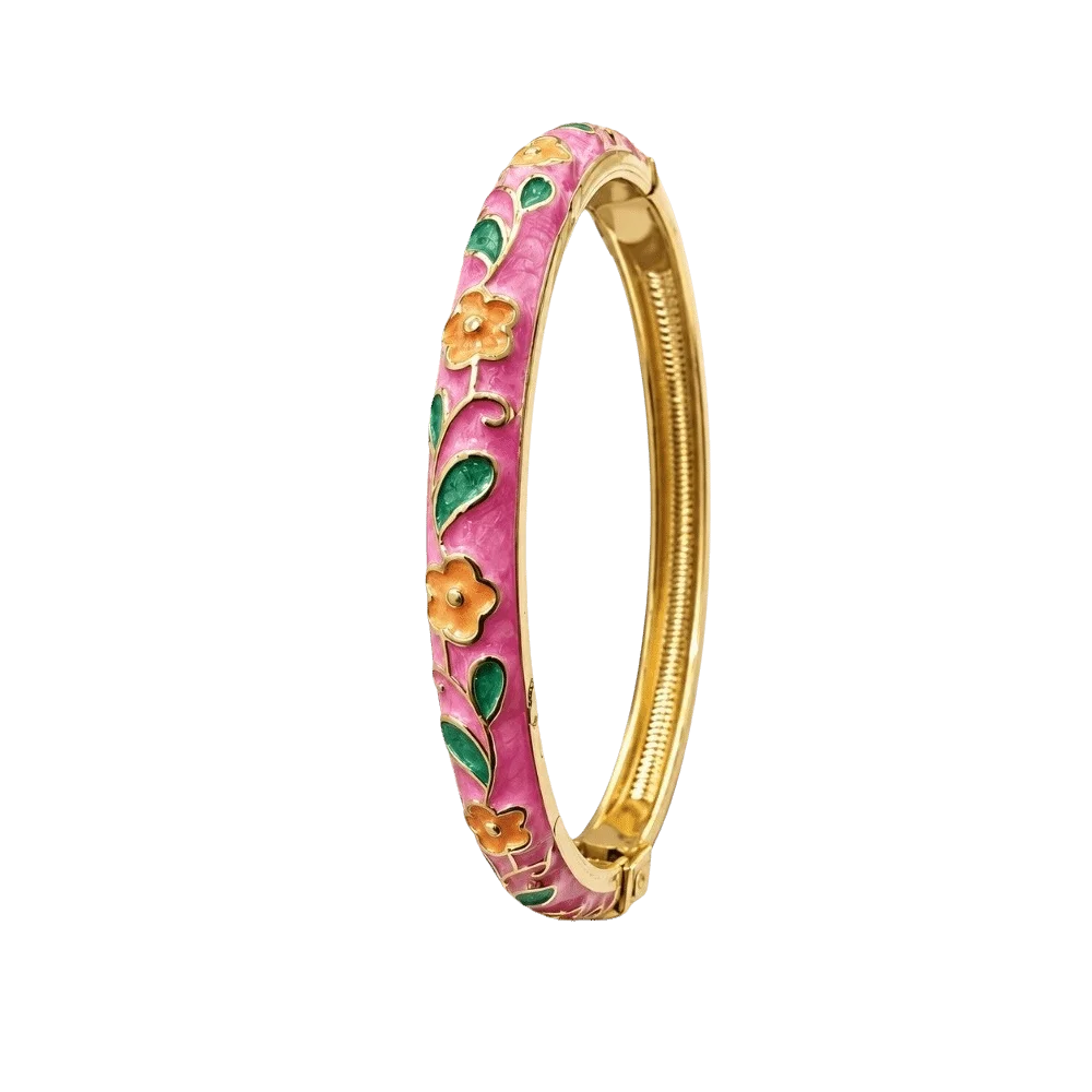 Bohemian Colorful Vintage Cloisonne Bangle Enamel Traditional Flower Bangle Open Cuff Ethnic Women's Hand Bracelet Jewelry Gifts
