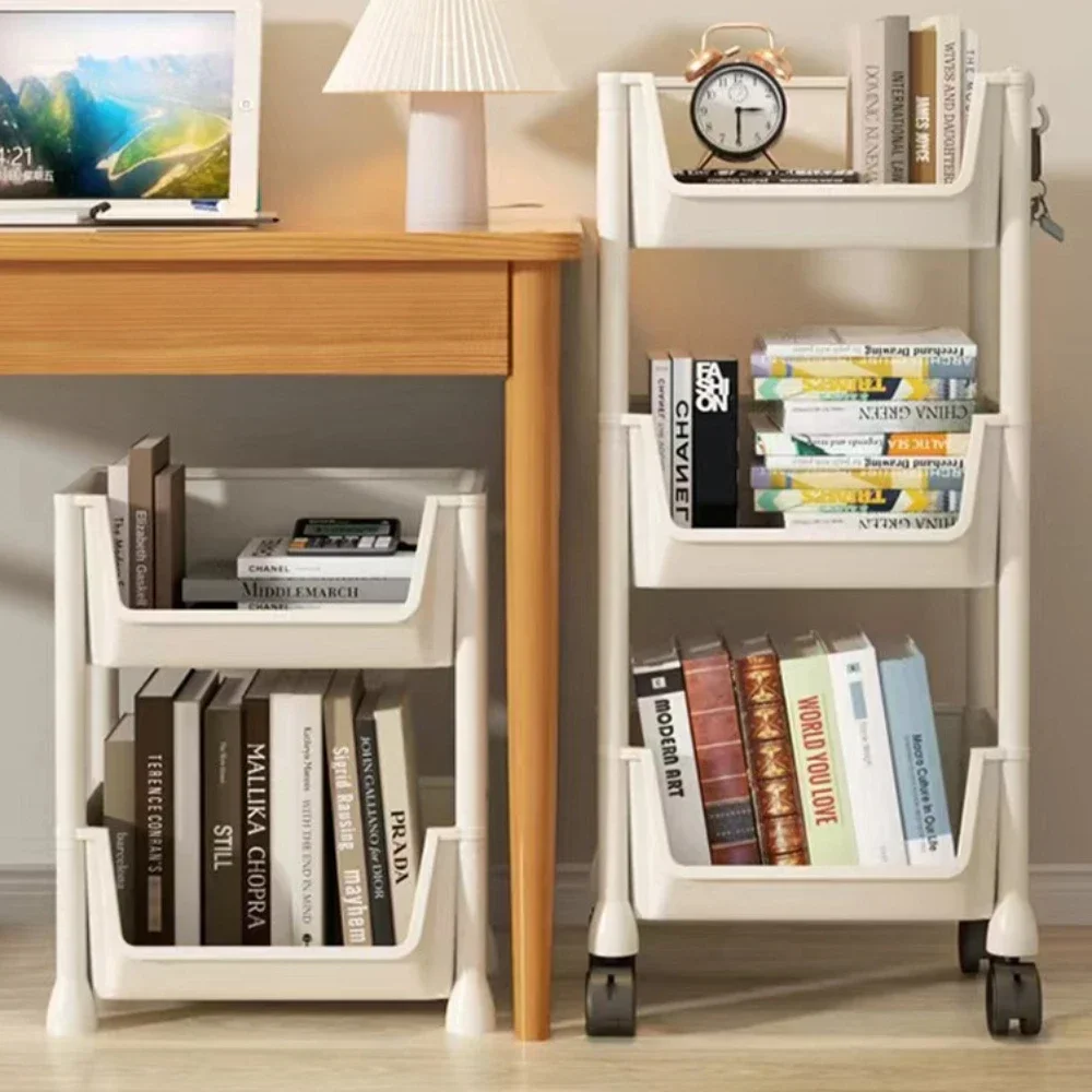 رف كتب بعجلات متحركة، رف تخزين ألعاب مجمع، رف تخزين كتب زاوية بسعة كبيرة، خزانة عرض بسيطة متعددة الطبقات
