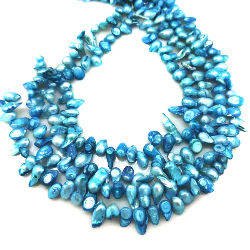 16 inches 11-13mm Blue Natural Fresh Water Blister Pearls Loose Strand