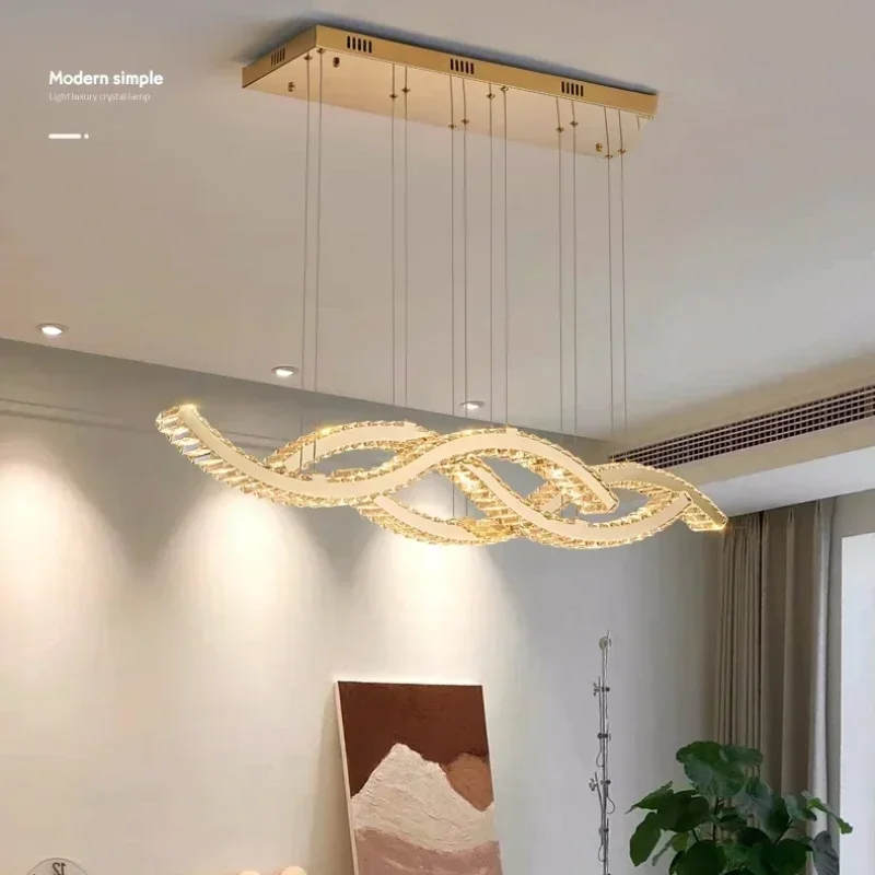 

Modern Crystal Led Pendant Light Living Dining Room Chandelier Lighting Home Decor Bedroom Lamparas Steel Hanging Lamp Luminaria