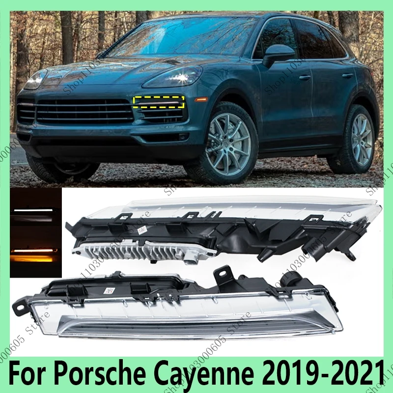 

For Porsche Cayenne 2019 2020 2021 Auto Parts Front Bumper LED DRL Daytime Running Light Turn Signal Light 9Y0941181 9Y0941182