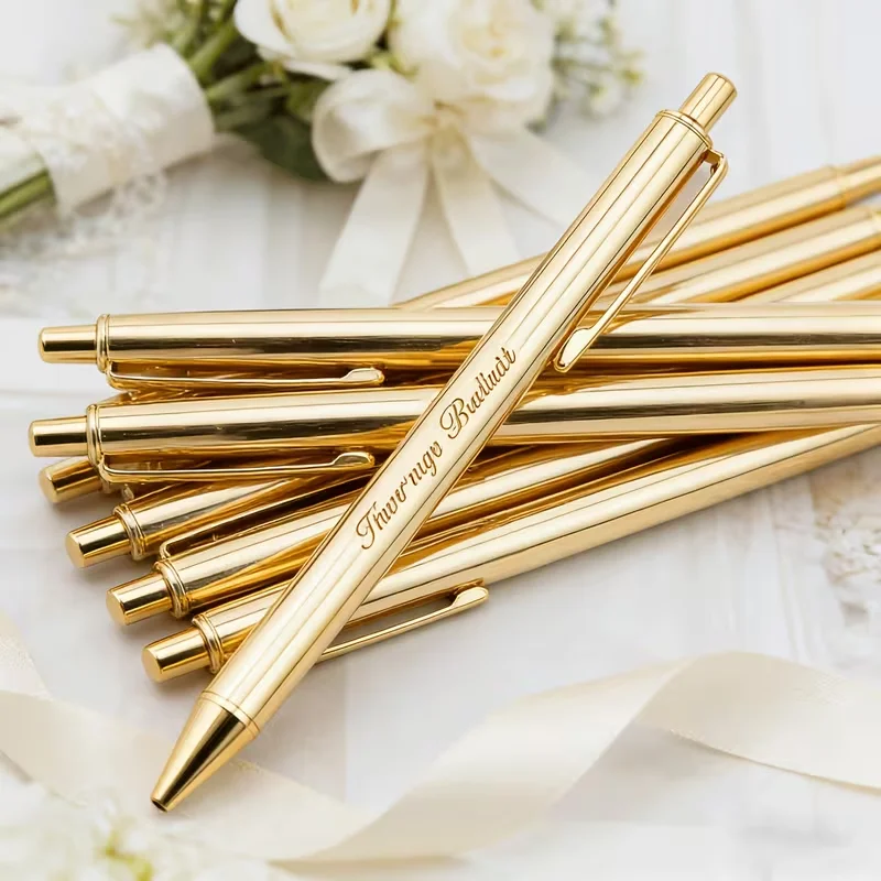 1Pcs/5Pcs/10Pcs/15Pcs Customized Personalized Laser-Engraved Name Gold Ballpoint Pen, Elegant Wedding Souvenir, Suitable as Graduation Gift (for Her/Him), Teacher Appreciation Gift, Graduation Gift, Office Supplies