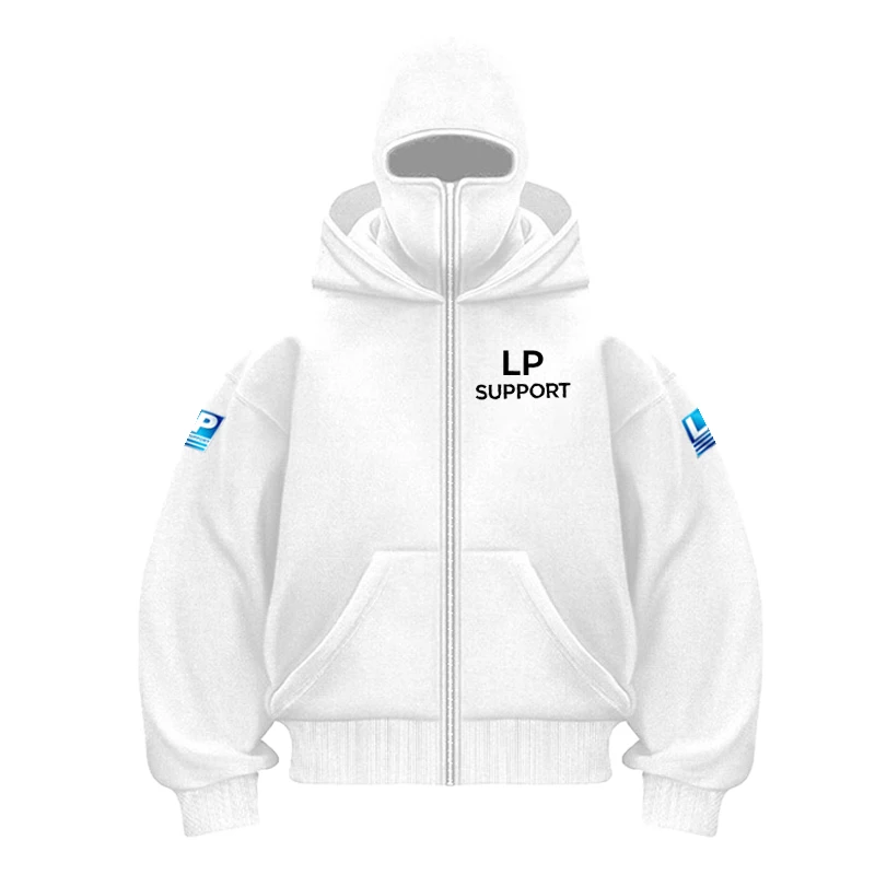 P SUPPORT eries 2026 Trendy Hoodie Double Cap White Sweatshirt Streetwear Fashion Personalized New Arrival for Stylish Individua