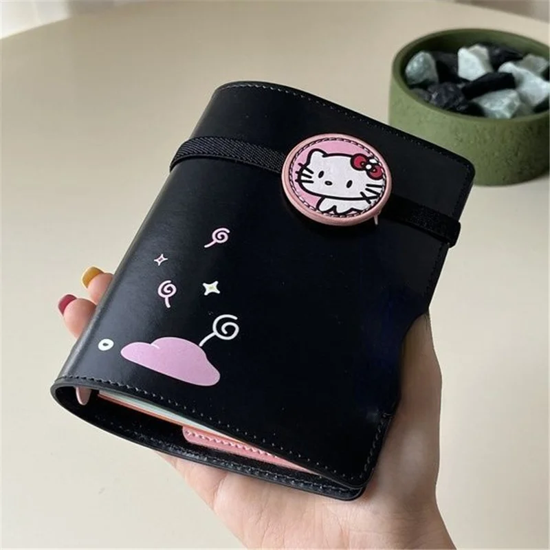 A7 6Holes Black PU Cat with Blank Inner Page Journal Sketchbook Accessories Not Including Pendant