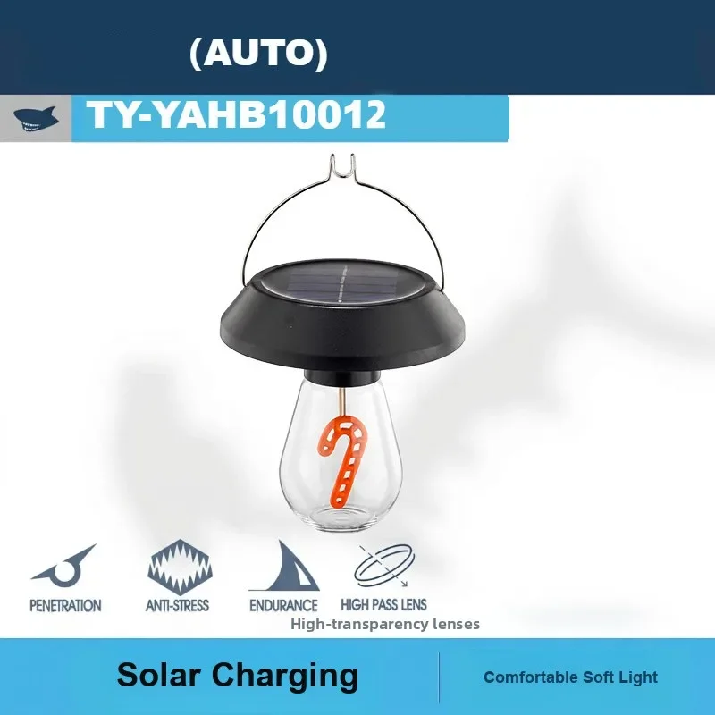 Smart Sensor Solar Camping Lantern Auto At Dusk Vintage Filament Warm Light Hanging Hook Protective Courtyard Light