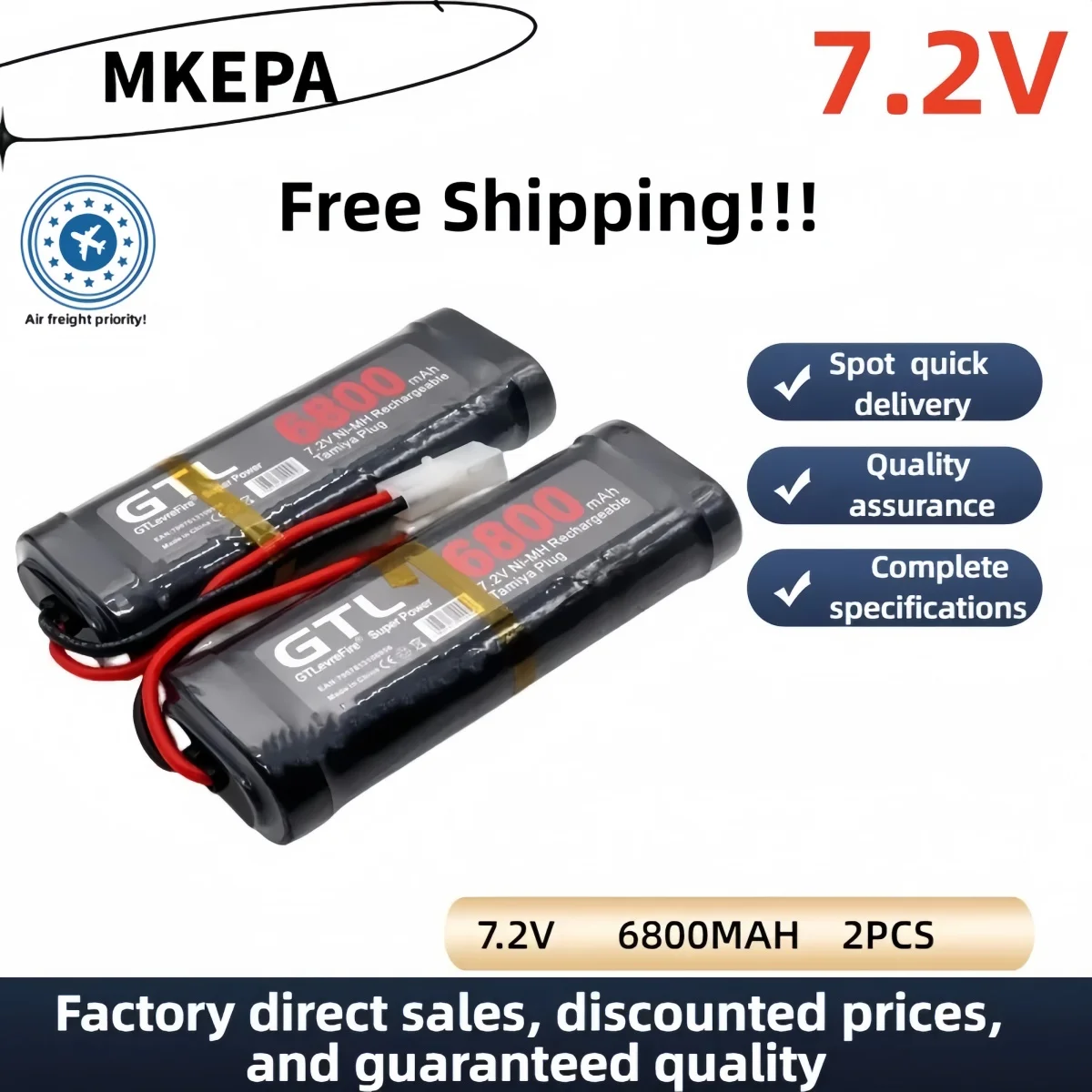 New7.2V 2S2P battery 6800mAh NiMH battery pack RC car truck Bugibot tank ni mh Batterias grey dinner power supply