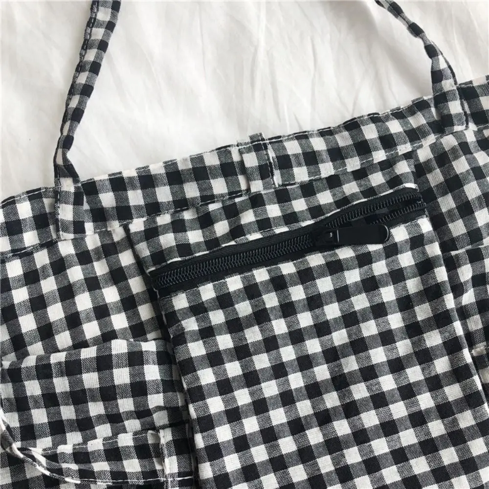 

Casual Cloth Printed Shoulder Bag Retro Print Grid Pattern Canvas Bag Bohemian Large Capacity Handbag Outdoor