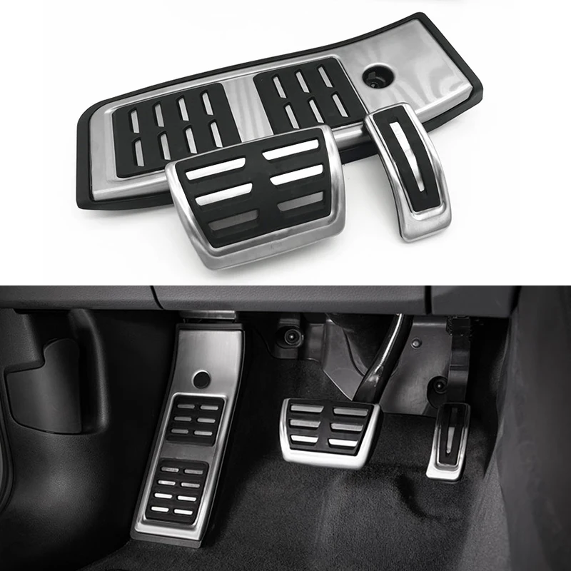 AT MT Car No Drilling Foot Pedal Pad Cover For Audi A4 B9 2016~2022 Car Aluminum Alloy Brake Clutch Pedal Non Slip Pads Covers