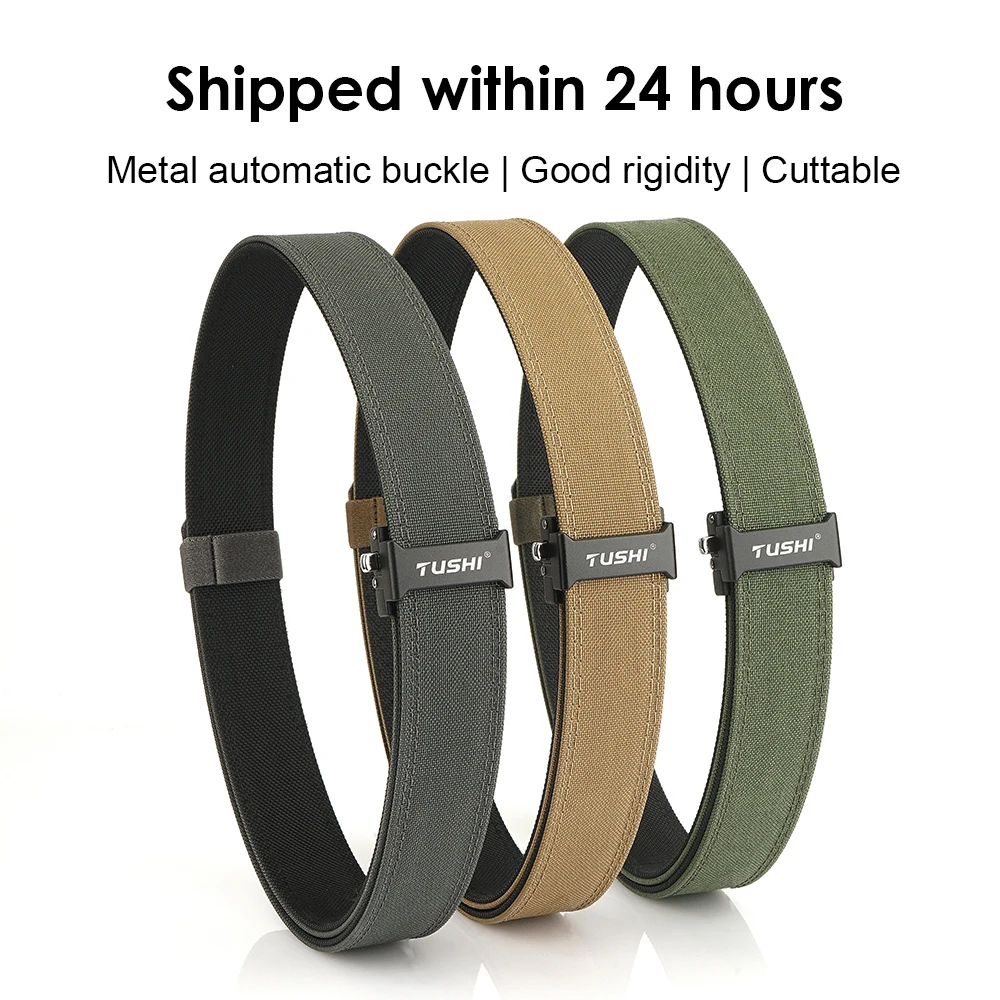 HSSEE Hard Tactical Belt for Sports Shooting IPSC EDC Metal Automatic Buckle Thick Genuine Nylon Men's Trousers Belt Male Straps
