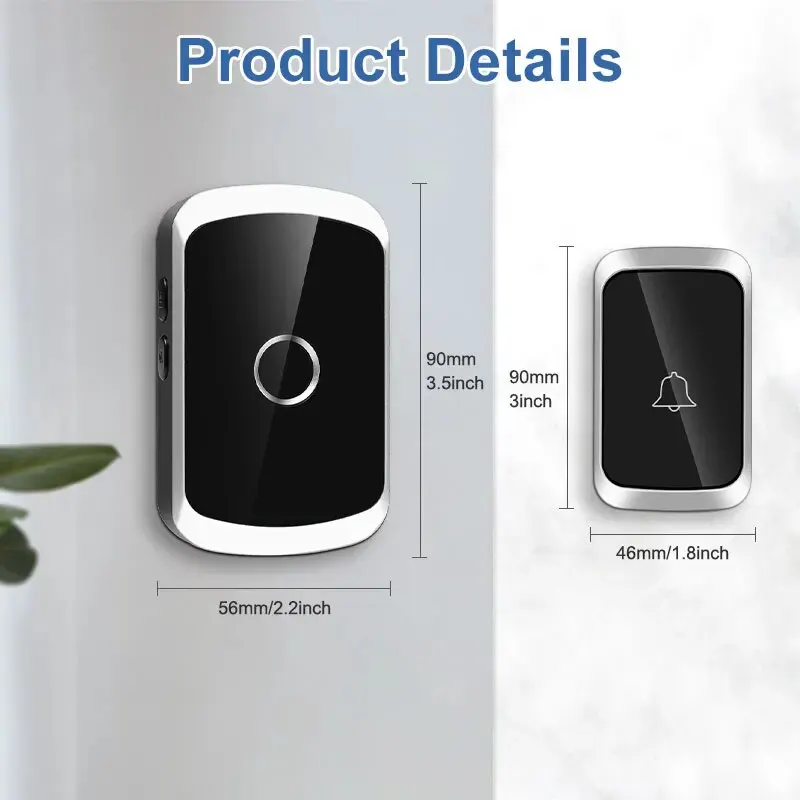 Wireless Doorbell 300M Range Smart Home Welcome Door Bell Chimes Kit 36 Ringtones LED Flash House Garden Door Bell US EU Plug