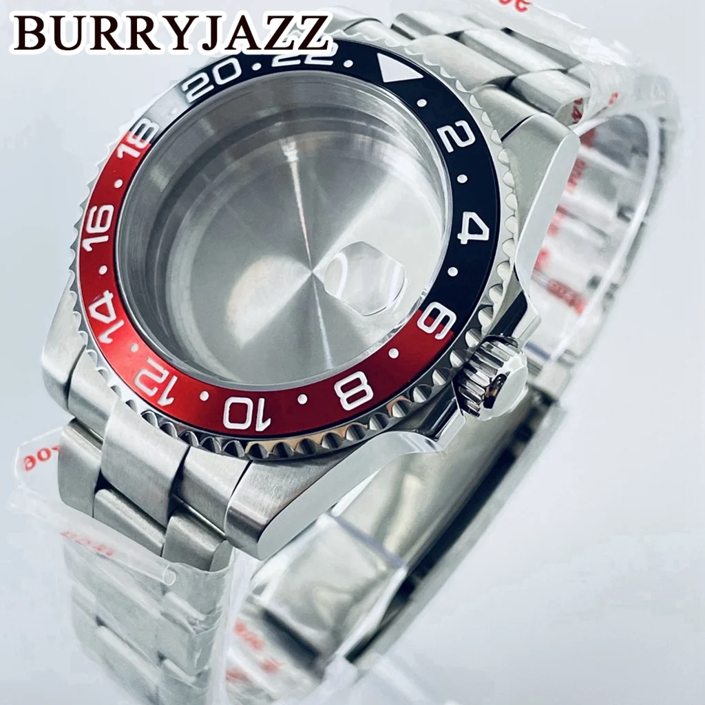 BURRYJAZZ 40mm SUB GMT Case NH35 NH36 NH34 NH38 NH70 NH72 ETA2824 PT5000 Watch Case Sapphire Glass Aluminum Bezel