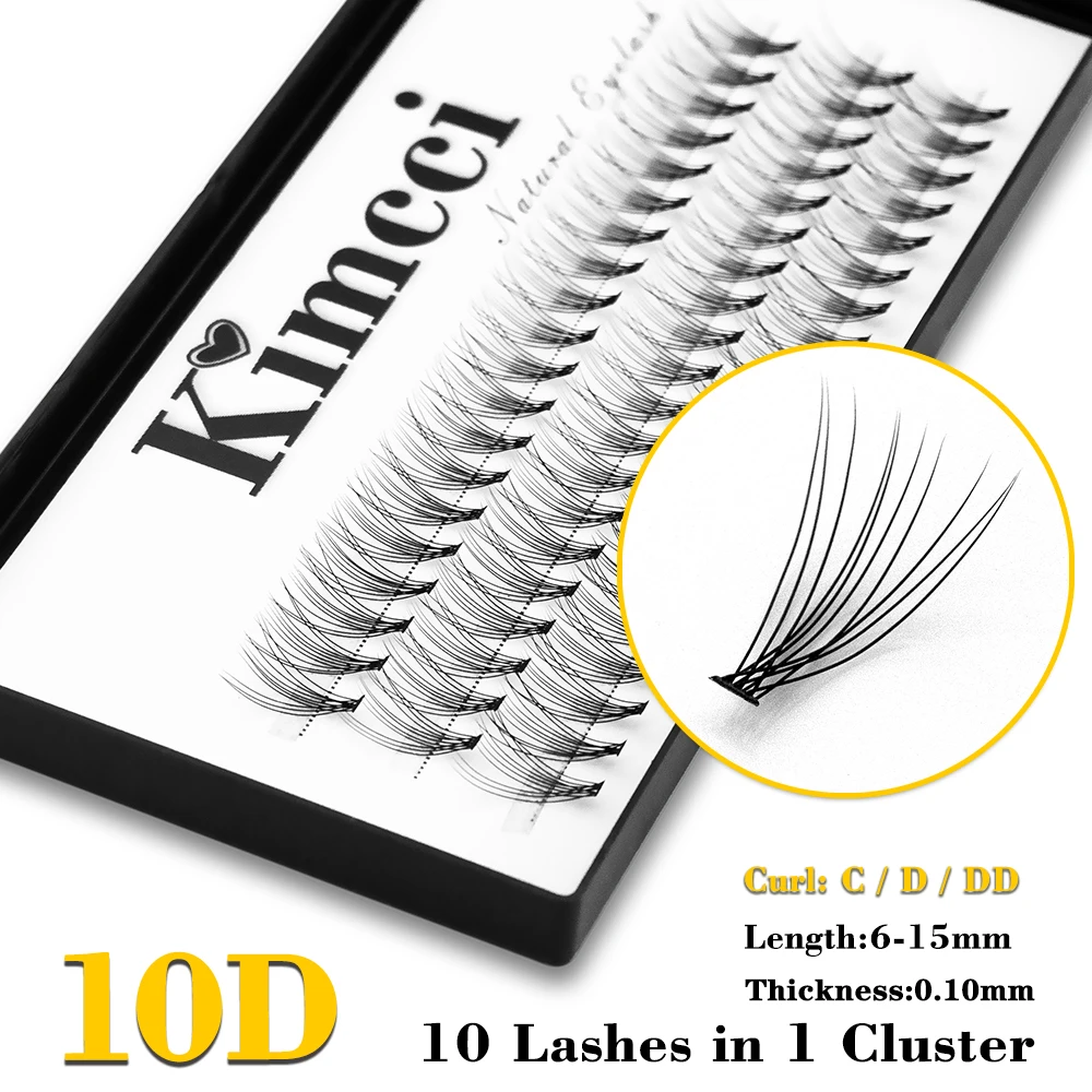 Kimcci 60 nudos/caja extensión de pestañas postizas naturales maquillaje 10P visón pestañas postizas individuales profesional Cilias de injerto