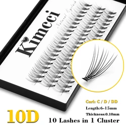 Kimcci 60 knopen/Case Natuurlijke Valse Wimper Extension Make-Up 10P Nertsen Individuele Faux Wimpers Professionele Nep Enten cilias