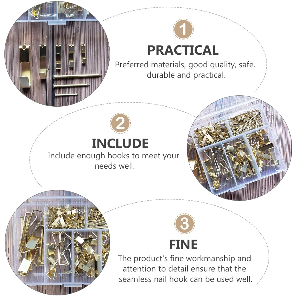 

Photo Frame Hook Set Wall Nail Hooks Picture Kit Iron Non trace Durable Practical Safe Efficient Metal Workmanship Detail