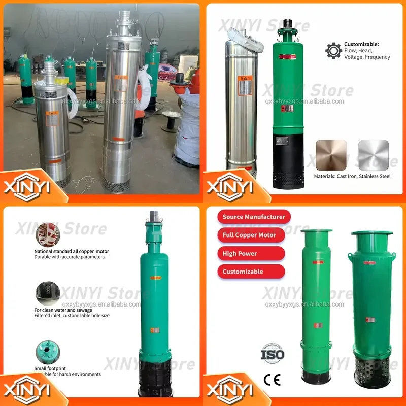 for WQ 2 Inch 3 Inch 4 Inch Outlet High Pressure High Flow Electric Submersible Centrifugal Sewage Water Pump Stainless Steel
