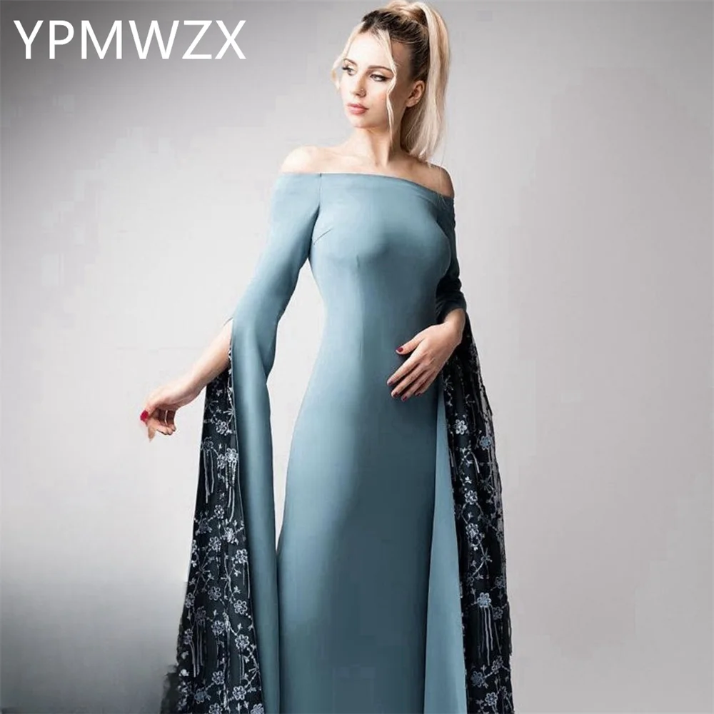 

Customized Evening Dress Party Occasion Women Formal YPMWZX Jewel Column Floor Length Skirts Flower Bespoke