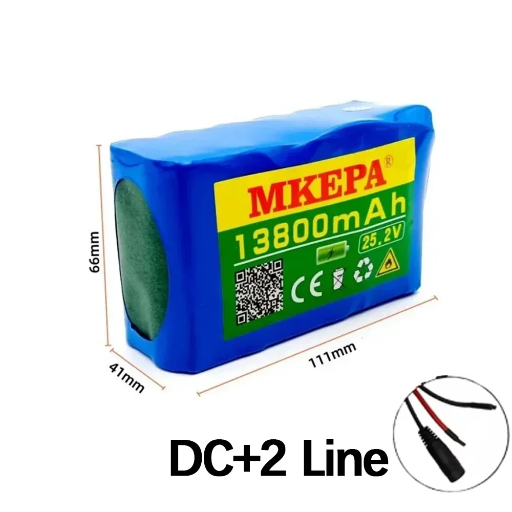 New 24V 6S2P Li-Ion Battery 13800mAh 18650 24 V Lithium Battery Pack 24V with BMS Optional plug