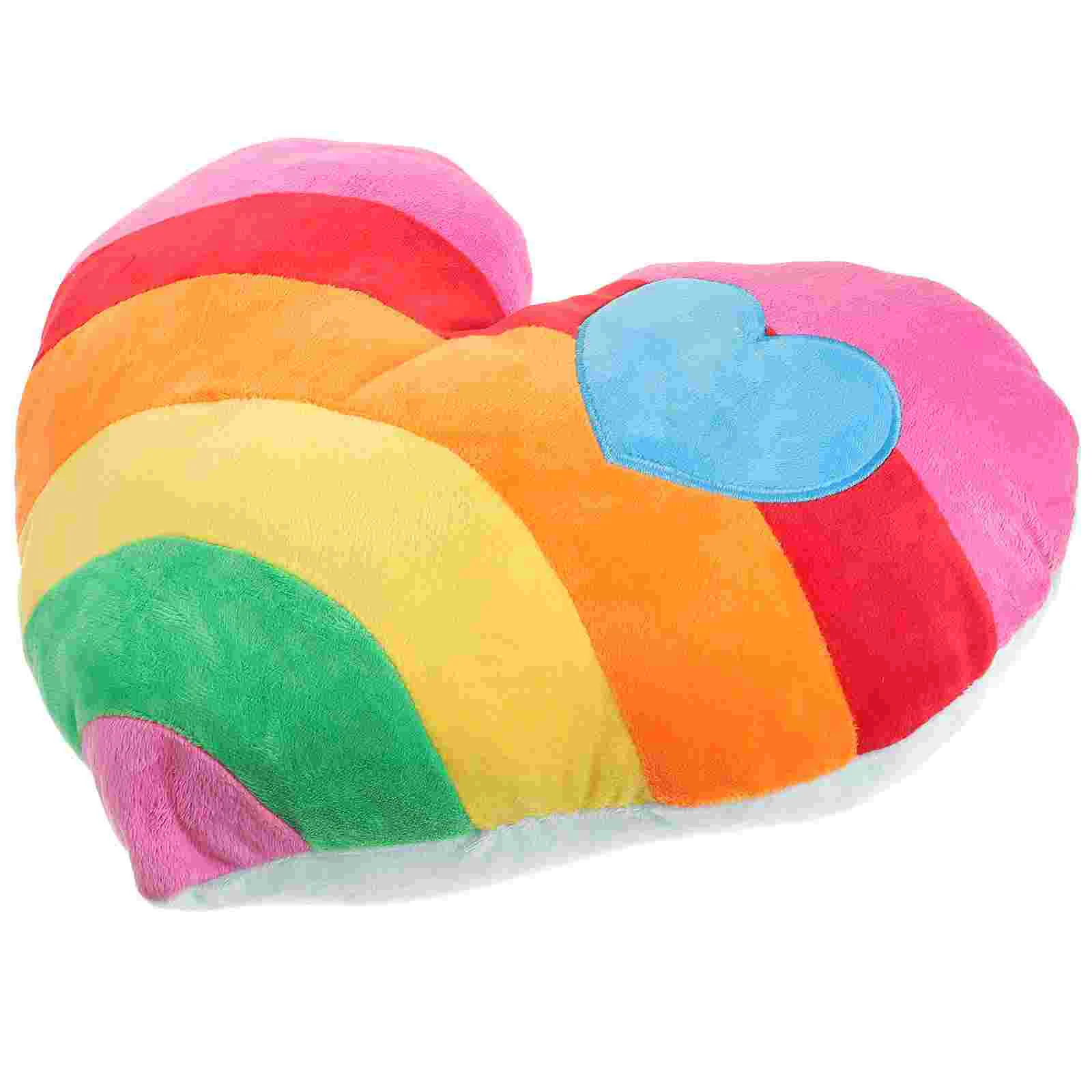 Rainbow Pillow Heart Shape Decorate Love Cushion Throw Pilllow Sofa Bolster Heart-shaped