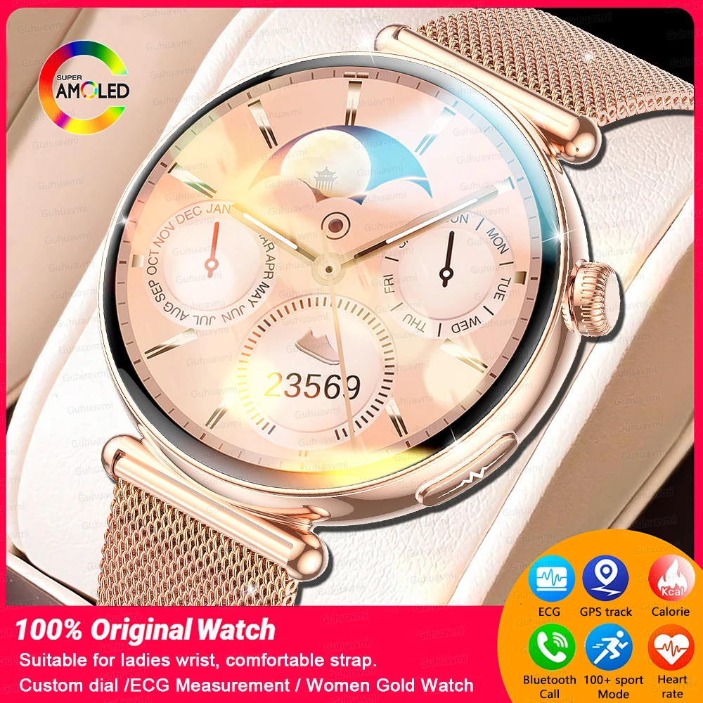 New 1.27-inch Smart Watch for Women Health ECG Sport Lady Watch Full Touch Screen BT Call Custom dial Smartwatch For Women IOS