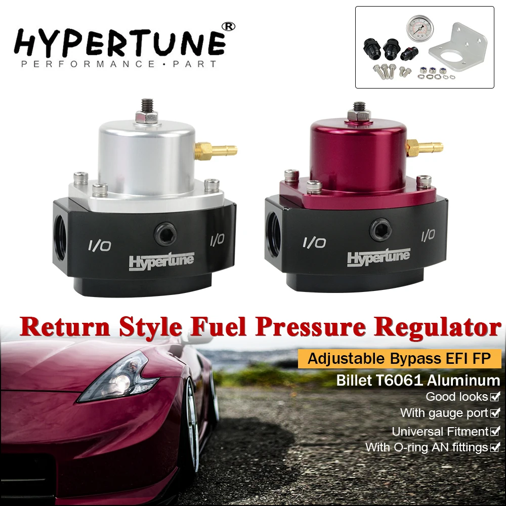 Hypertune 12-880 E85 Compatible Return Adjustable Style Billet Aluminum Bypass Fuel Pressure Regulator with AN6*1 AN8*2 Fittings