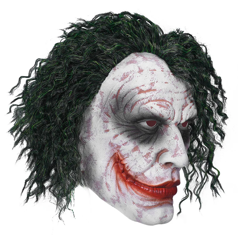 Latex-Maske Kostüm Cosplay Männer-Lächelnmaske mit Grünem Haar Halloween Erwachsenen-Rollenspiel Verkleidungsparty Requisiten – Detail 3
