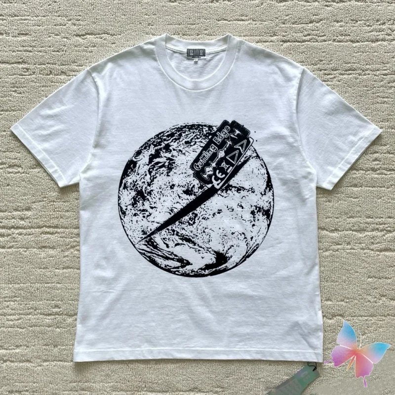 Graffiti Earth CE Logo White Cotton Round Neck Short Sleeve Men Women Street Fashion Casual Top Summer CAVEMPT T-shirts