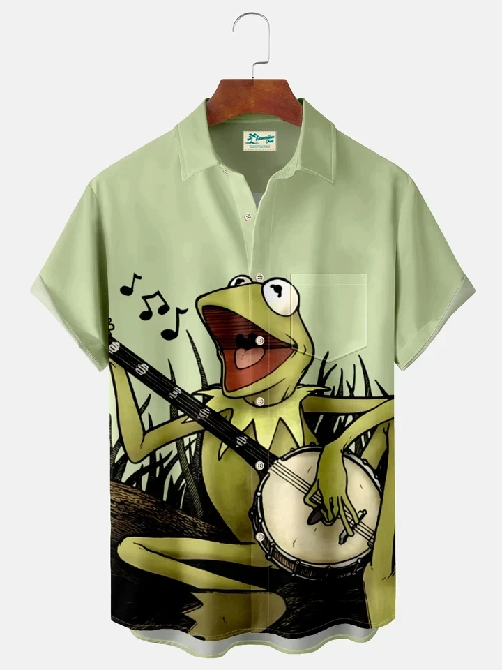 3D Printed Men Hawaiian Streetwear Funny Frog
