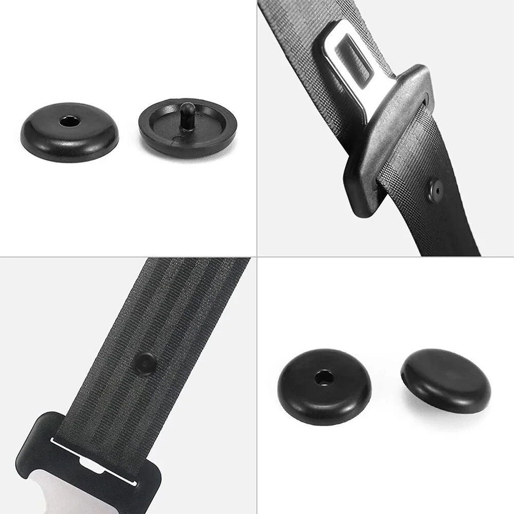 4 Pairs Black Seat Belt Button Buckle Stop Clips Designed To Hold Seat Belt Buckle Firmly In Place Plastic Stopper Set
