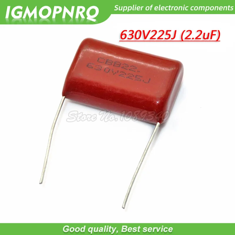 

10 шт 630V225J Шаг 25 мм 2,2 мкФ 2200NF 225 630V CBB полипропиленовая пленка конденсатор 630V225J-P25