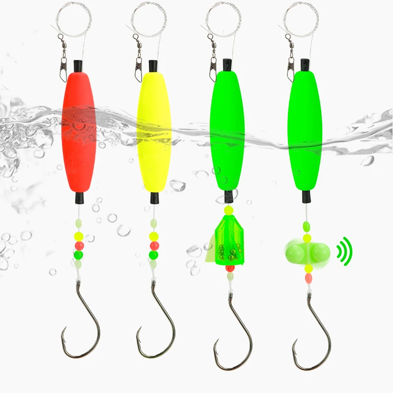 LUSHAZER 1PCS Catfish Fishing Rigs With Luminous Circle Hooks Fishing Tackle Accessories Equipment Float Rig