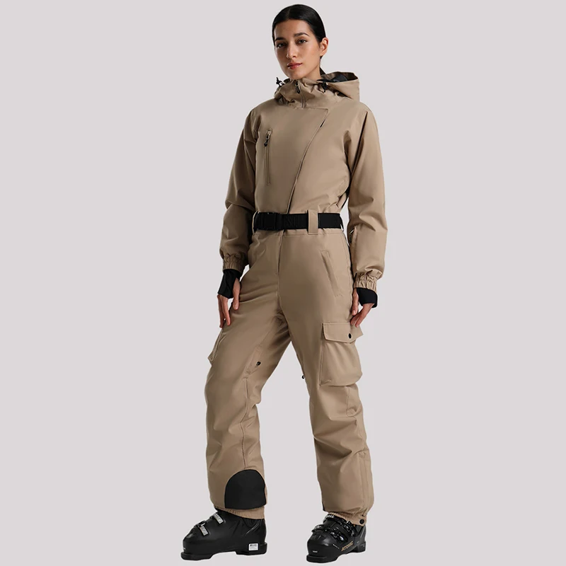 في الهواء الطلق الرياضة الجبلية الإناث التزلج بذلة الشتاء مقاوم للماء المرأة قطعة واحدة بدلة الثلوج يندبروف امرأة على الجليد وزرة