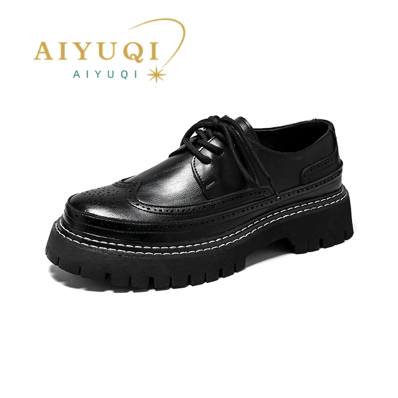 AIYUQI Men's Dress Shoes Summer 2023 New Casual Male Loafers British Style Lace Brocker Carved Oxford Shoes Men