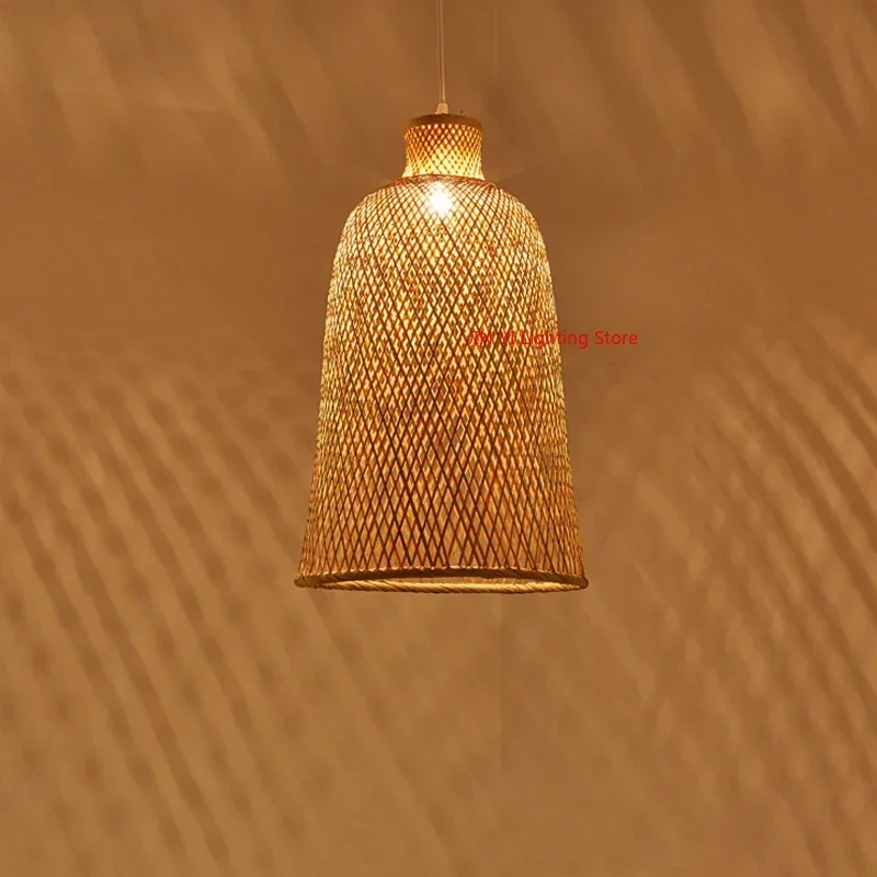 Bamboo Chandelier Modern Southeast Asian Style E27 Dining Room Living Room Tea Room Duplex Coffee Restaurant Rattan Lamp