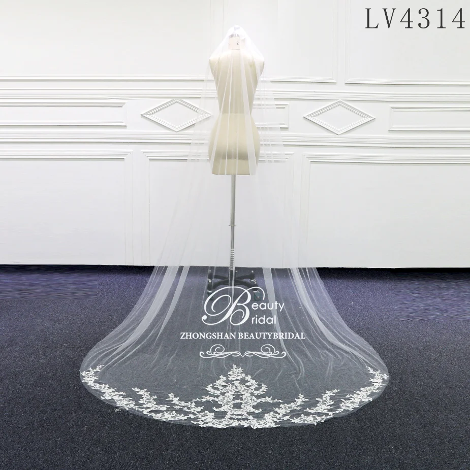 

Accessories Tulle Chapel Wedding Veil Lace Edge Bridal With Comb Veu De Noiva4314