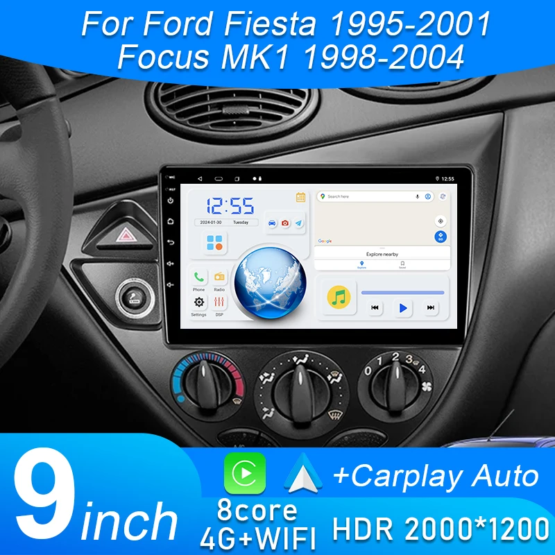 

Android 15 Car Radio For Ford Fiesta 1995-2001 Focus MK1 1998-2004 Carplay Android Auto Multimedia Player DSP GPS FM Autoradio